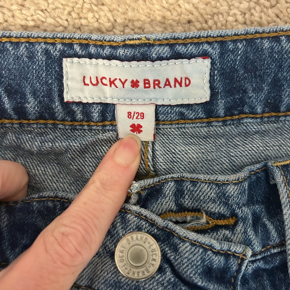 Lucky Brand Blue Distressed Flare Jeans - Picture 4 of 5